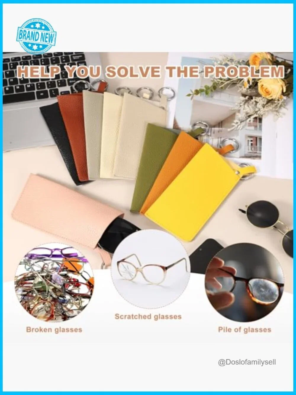 Leather Glasses Case Soft Slip-in Pouch Elegant Minimal Chic Portable Storage